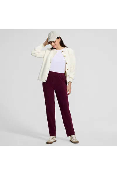 Lands' End Women's Petite Sport Knit High Rise Corduroy Pants In Red