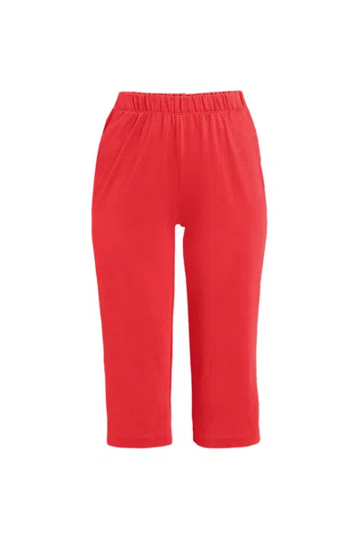 Lands' End Women's Petite Sport Knit High Rise Elastic Waist Capri Pants In Orange