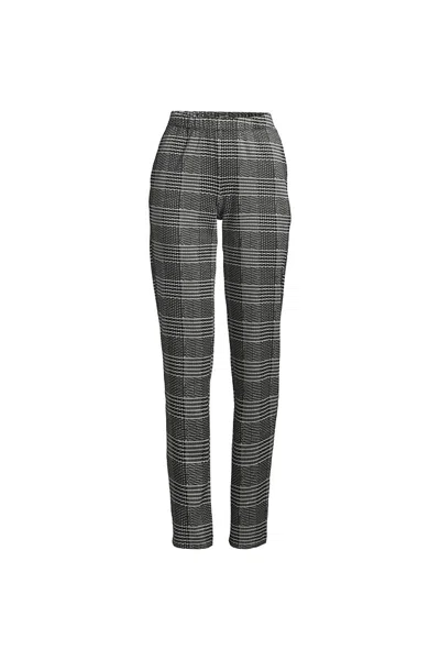 Lands' End Women's Petite Sport Knit High Rise Elastic Waist Pull On Pant - Print In Black