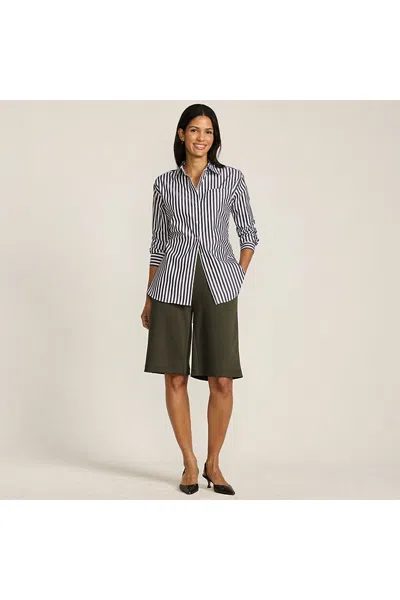 Lands' End Women's Petite Sport Knit High Rise Pleated 12 Inch Bermuda Shorts In Green