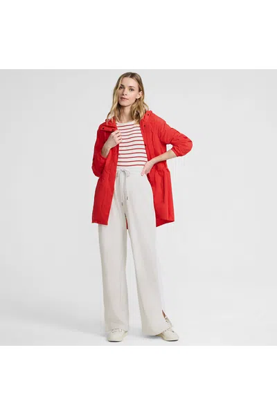 Lands' End Women's Petite Sport Knit High Rise Relaxed Straight Leg Side Stripe Pants In Gray
