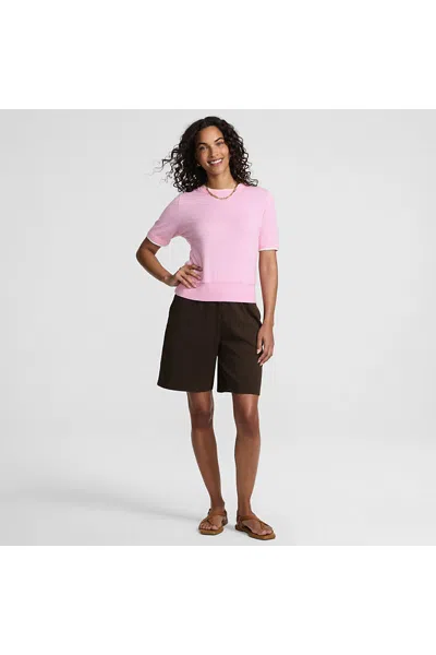 Lands' End Women's Petite Sport Knit High Rise Shorts In Brown