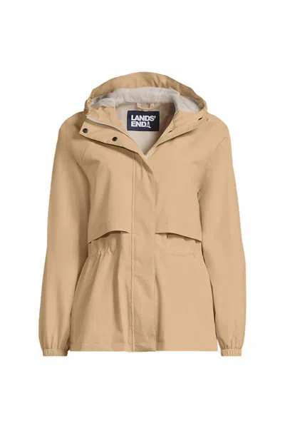 Lands' End Women's Petite Squall Packable Rain Jacket In Ivory