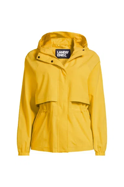 Lands' End Women's Petite Squall Packable Rain Jacket In Yellow
