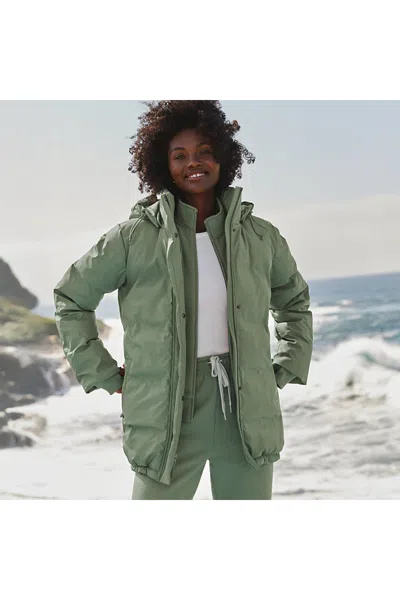 Lands' End Women's Petite Squall Slicker Puffer Jacket In Green