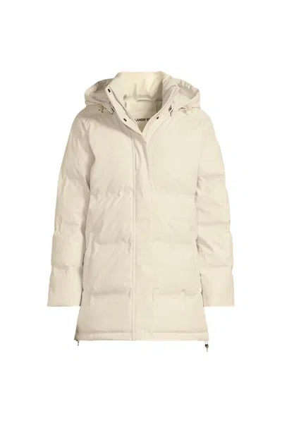 Lands' End Women's Petite Squall Slicker Puffer Jacket In Ivory
