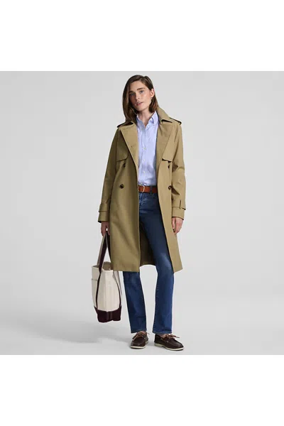 Lands' End Women's Petite Squall Waterproof Modern Trench Raincoat In Brown