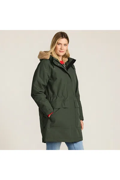 Lands' End Women's Petite Squall Waterproof Sherpa Lined Hood Parka In Green