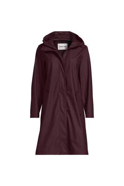 Lands' End Women's Petite Squall Waterproof Slicker Raincoat In Red