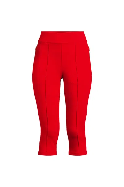 Lands' End Women's Petite Starfish High Rise Pintuck Capri Pants In Red