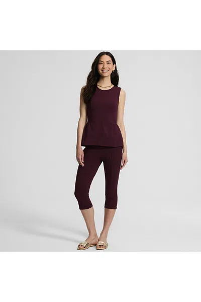 Lands' End Women's Petite Starfish High Rise Pintuck Capri Pants In Red