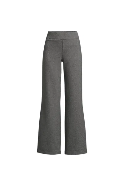 Lands' End Women's Petite Starfish High Rise Pull On Wide Leg Pocket Pants In Gray