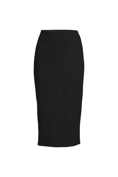 Lands' End Women's Petite Starfish Side Zip Midi Skirt In Black