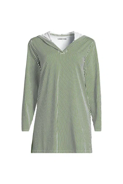 Lands' End Women's Petite Sunshade Upf 50 Hooded Mini Swim Swim Cover-up Dress In Green