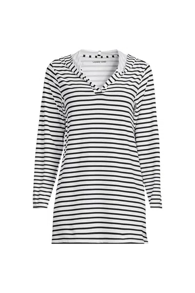 Lands' End Women's Petite Sunshade Upf 50 Hooded Mini Swim Swim Cover-up Dress In White