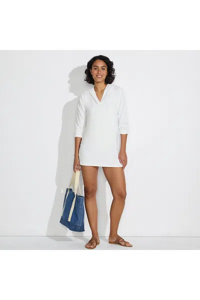 Lands' End Women's Petite Sunshade Upf 50 Hooded Mini Swim Swim Cover-up Dress In White