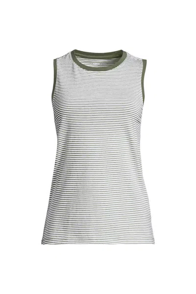 Lands' End Women's Petite Supima Cotton Crew Neck Tank In Green