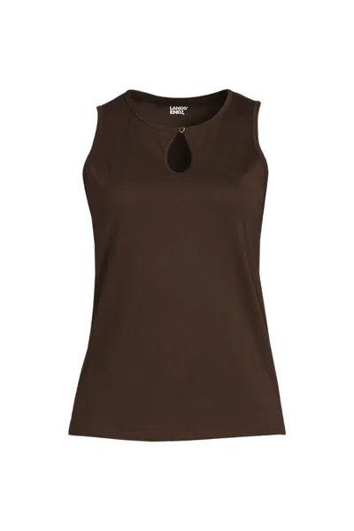Lands' End Women's Petite Supima Keyhole Tank In Brown
