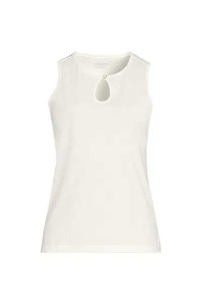 Lands' End Women's Petite Supima Keyhole Tank In White