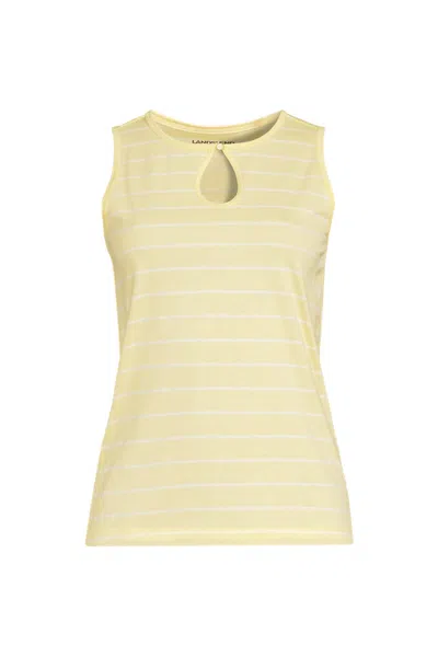 Lands' End Women's Petite Supima Keyhole Tank In Yellow