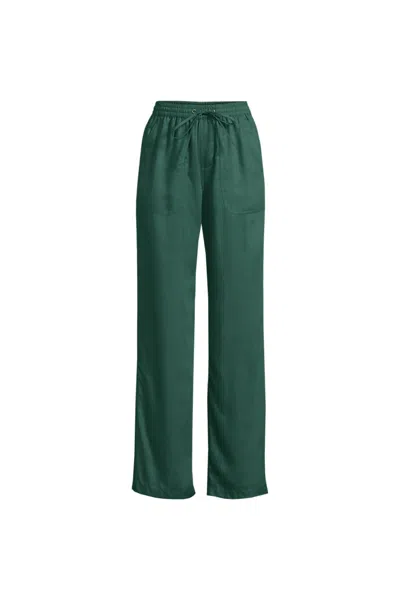 Lands' End Women's Petite Tencel Fiber High Rise Wide Leg Pants In Green