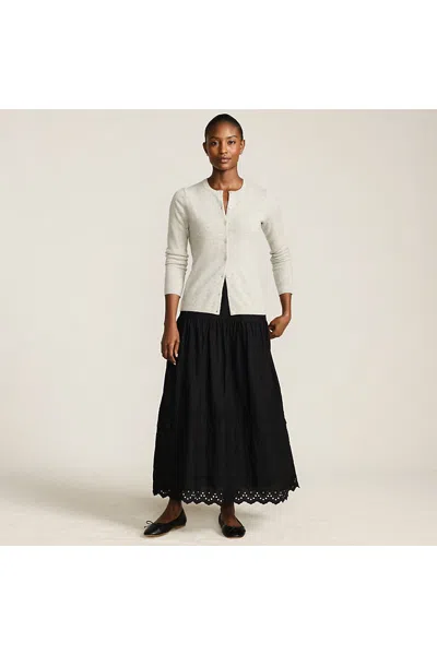 Lands' End Women's Petite Voile Tiered Eyelet Maxi Skirt In Black