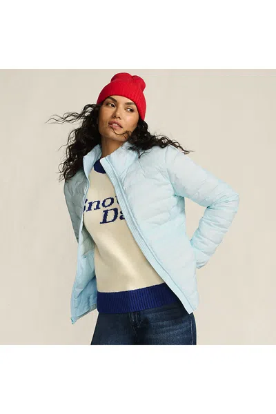 Lands' End Women's Petite Wanderweight Packable Down Jacket In Blue