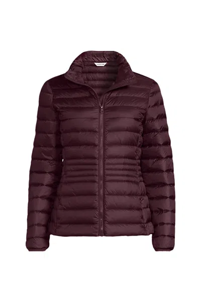 Lands' End Women's Petite Wanderweight Packable Down Jacket In Burgundy