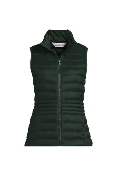 Lands' End Women's Petite Wanderweight Packable Down Vest In Green
