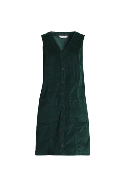 Lands' End Women's Petite Wide Wale Corduroy Shift Dress In Green