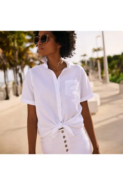 Lands' End Women's Petite Wrinkle Free No Iron Shirt In White