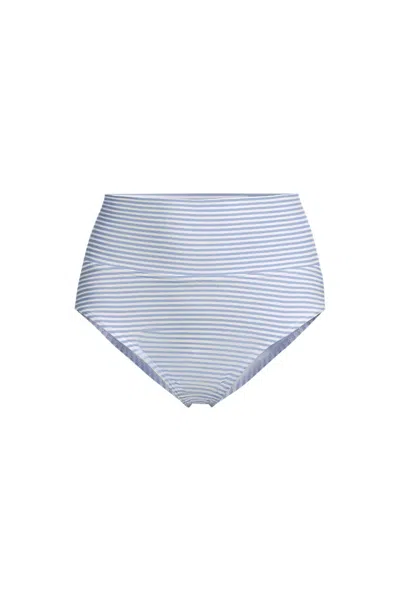 Lands' End Women's Pinchless High Waisted Bikini Bottoms In Blue