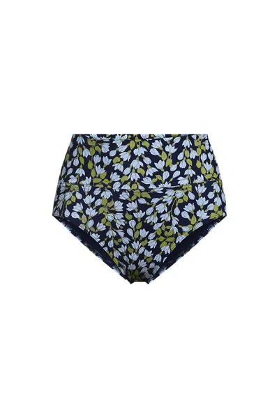 Lands' End Women's Pinchless High Waisted Bikini Bottoms In Blue