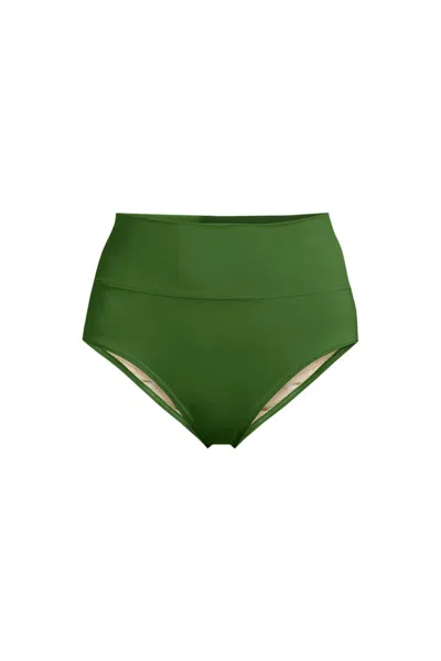 Lands' End Women's Pinchless High Waisted Bikini Bottoms In Green