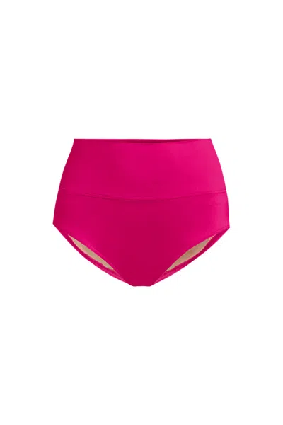 Lands' End Women's Pinchless High Waisted Bikini Bottoms In Pink