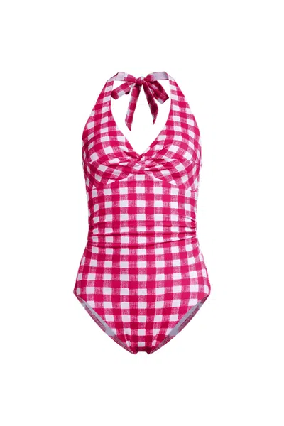 Lands' End Knot Twist Halter One Piece In Pink