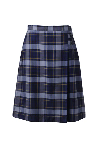 Lands' End Women's Plaid A-line Skirt Below The Knee In Blue