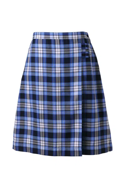 Lands' End Women's Plaid A-line Skirt Below The Knee In Blue