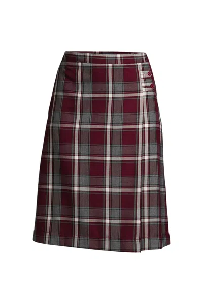 Lands' End Women's Plaid A-line Skirt Below The Knee In Red