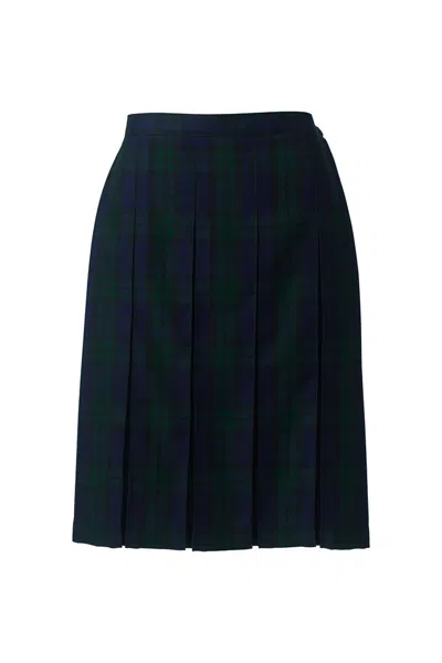 Lands' End Women's Plaid Box Pleat Skirt Top Of The Knee In Multi