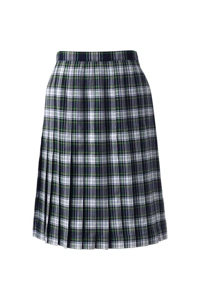 Lands' End Women's Plaid Pleated Skirt Below The Knee In Multi