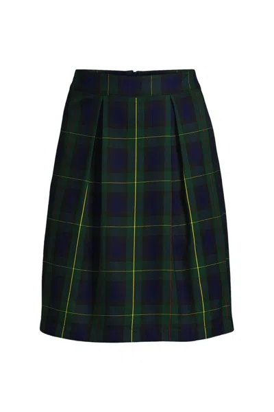 Lands' End Women's Plaid Skort Top Of Knee In Green