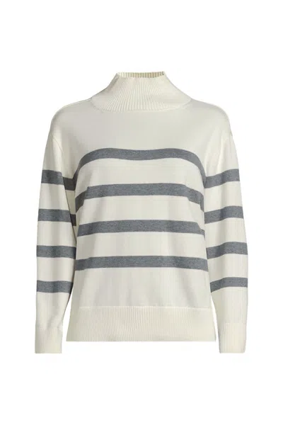Lands' End Women's Plus Cotton Modal Funnel Neck Sweater In Ivory