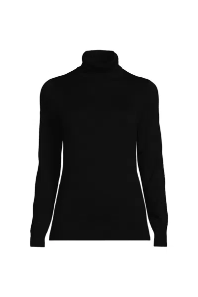 Lands' End Women's Plus Cotton Modal Long Sleeve Turtleneck Sweater In Black