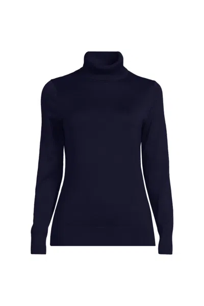 Lands' End Women's Plus Cotton Modal Long Sleeve Turtleneck Sweater In Blue