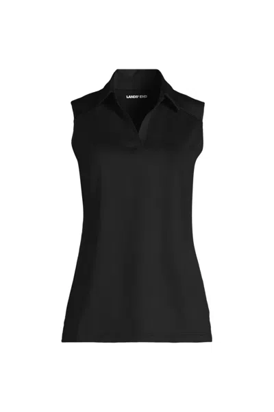 Lands' End Women's Plus Rapid Dry Sleeveless Sport Collar Polo In Black