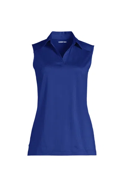 Lands' End Women's Plus Rapid Dry Sleeveless Sport Collar Polo In Blue