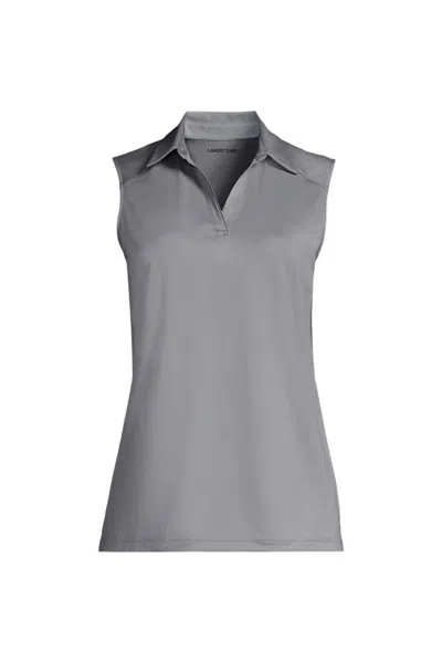 Lands' End Women's Plus Rapid Dry Sleeveless Sport Collar Polo In Gray