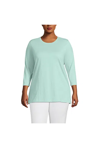 Lands' End Women's Plus Size 3/4 Sleeve Cotton Supima Tunic In Multi
