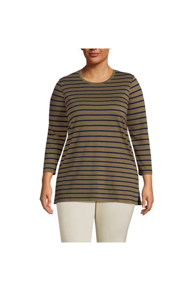 Lands' End Women's Plus Size 3/4 Sleeve Cotton Supima Tunic In Brown